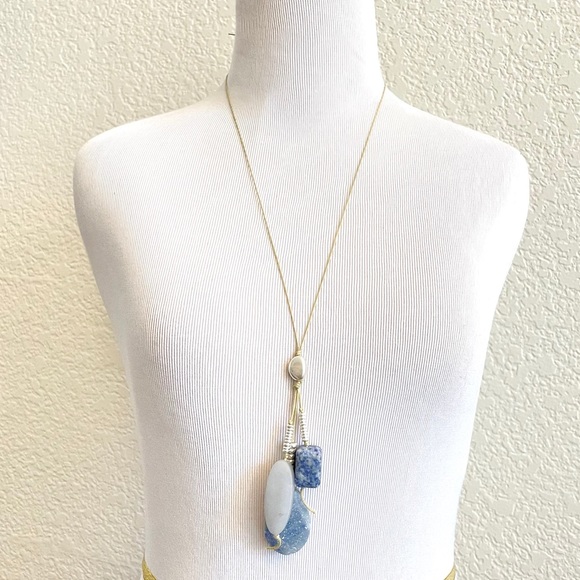 Jewelry - Rock Gem Necklace Bead Jewelry String Stone Blue